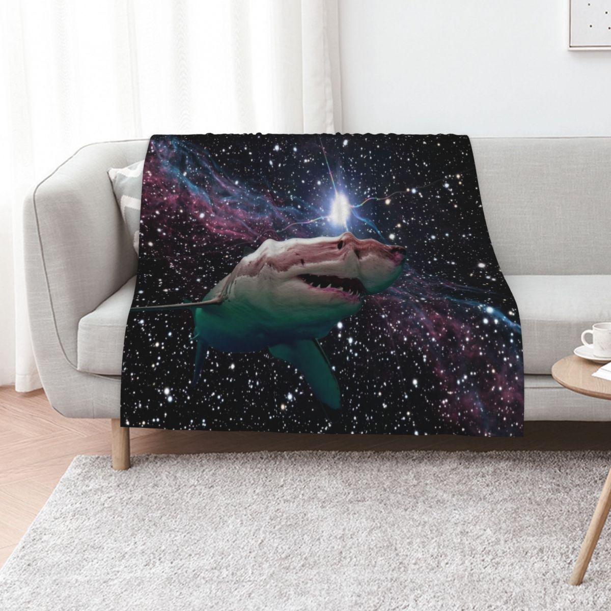 Space Blanket Heavy - Manta de peluche Space Shark, manta