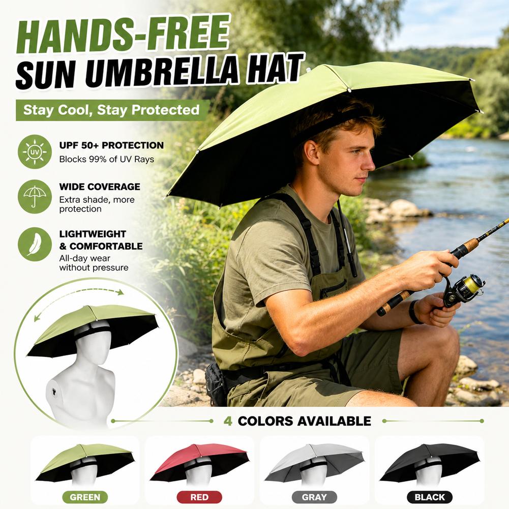 Outdoor Adventure Hat - Sombrero de sol manos libres, plegable,